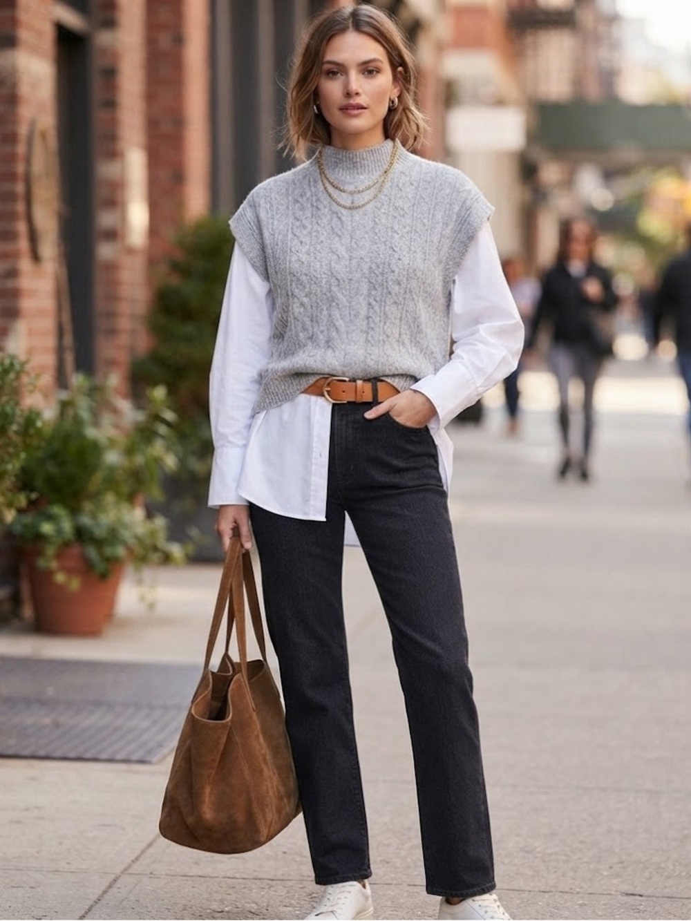 Sleeveless mock turtleneck sweater